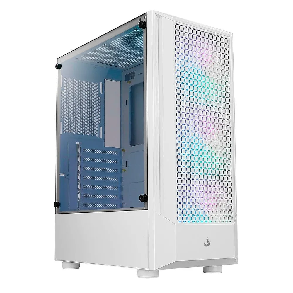 [App] Gabinete Gamer Rise Mode Wave White, Mid Tower, Lateral Em Vidro Fum, Argb, Atx, 3 Cooler Fan Argb, Branco - Rm-Wa-Bw-Argb